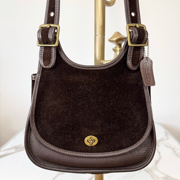Coach Vintage Rare Authentic Berkeley Brown Suede Leather Gold
